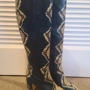 Pre-owned Sam Edelman Hai Snakeskin Boots